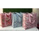 20pcs Large Cotton Quilted Boho Travel Bag for Women Handmade Shoulder Purse Open Floral Weekender Block Print Tote Bag Chain