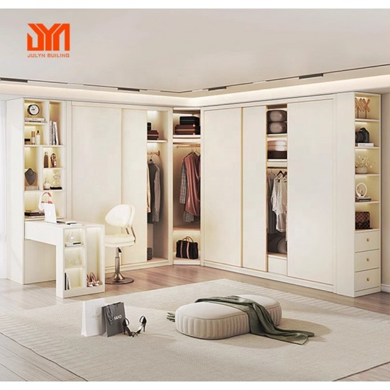 JYN Closet Wardrobe System for Bedroom Furniture Free Design Clothes Storage Shelves Cabinets with Dressing Table