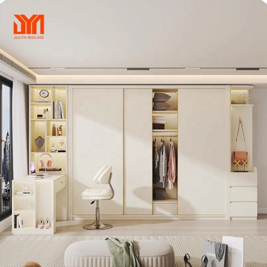JYN Closet Wardrobe System for Bedroom Furniture Free Design Clothes Storage Shelves Cabinets with Dressing Table