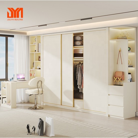JYN Closet Wardrobe System for Bedroom Furniture Free Design Clothes Storage Shelves Cabinets with Dressing Table
