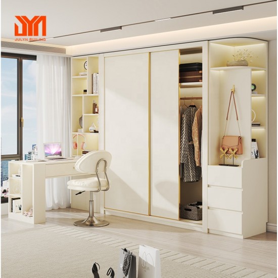 JYN Closet Wardrobe System for Bedroom Furniture Free Design Clothes Storage Shelves Cabinets with Dressing Table