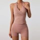 High Quality Pilates Sportswear Gym Fitness V Neck Sports Clothing High Waist Workout Clothes Women Active Wear Yoga Set
