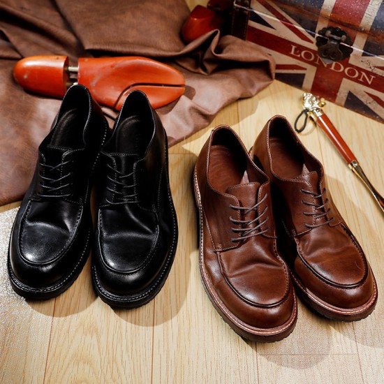 Men's handmade full leather comfortable leather shoes, retro water-resistant casual and versatile shoes