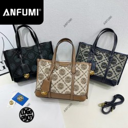 ANFUMI-BB-8664 Women's Retro TB Classic Old Flower Print PU Crossbody Shoulder Bag Large Capacity Tote Open Full Print Handbag