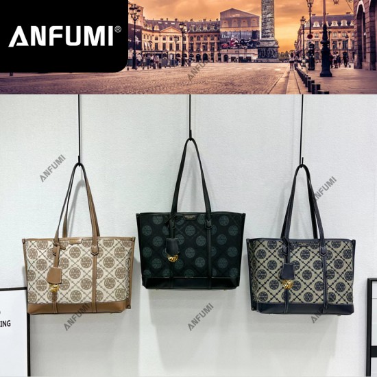 ANFUMI-BB-8664 Women's Retro TB Classic Old Flower Print PU Crossbody Shoulder Bag Large Capacity Tote Open Full Print Handbag