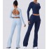 2Pcs Gym Set Women Long Sleeve Tops Gym Suit Fitness Clothes Activewear Workout Sets