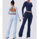2Pcs Gym Set Women Long Sleeve Tops Gym Suit Fitness Clothes Activewear Workout Sets