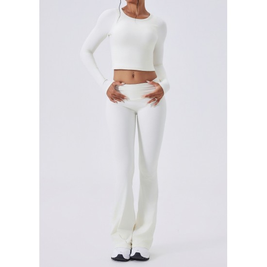 2Pcs Gym Set Women Long Sleeve Tops Gym Suit Fitness Clothes Activewear Workout Sets