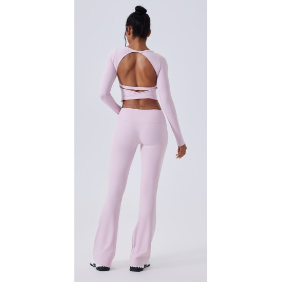 2Pcs Gym Set Women Long Sleeve Tops Gym Suit Fitness Clothes Activewear Workout Sets