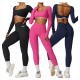 Sportswear Gym Clothes Sexy Long Sleeve 2 Piece Scrunch Leggings and Bra Set Workout Set Custom Yoga Fitness Women Yoga Set