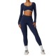 Sportswear Gym Clothes Sexy Long Sleeve 2 Piece Scrunch Leggings and Bra Set Workout Set Custom Yoga Fitness Women Yoga Set