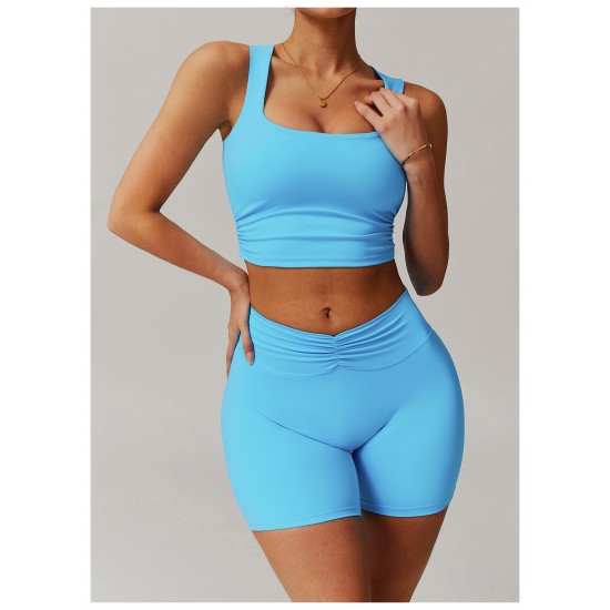 Custom Logo 2025 Gym Fitness Yoga Clothes Breathable Sports Tank Top Shorts Flared Pants Leggings Athletic Wear 4pcs Workout Set