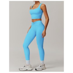 Custom Logo 2025 Gym Fitness Yoga Clothes Breathable Sports Tank Top Shorts Flared Pants Leggings Athletic Wear 4pcs Workout Set