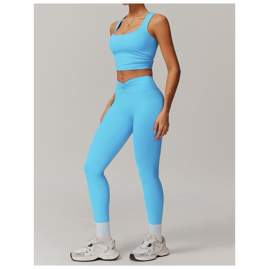 Custom Logo 2025 Gym Fitness Yoga Clothes Breathable Sports Tank Top Shorts Flared Pants Leggings Athletic Wear 4pcs Workout Set