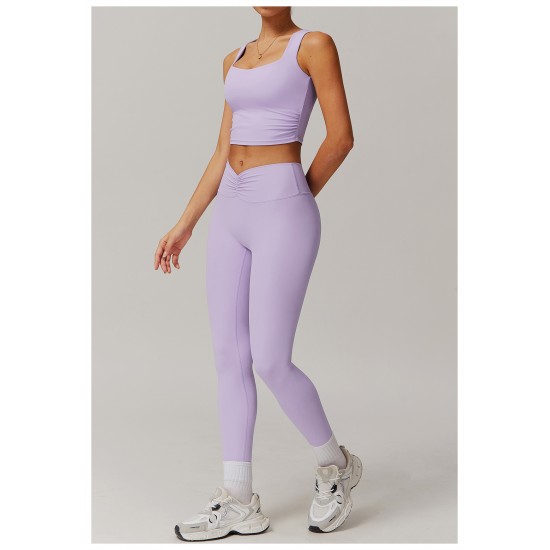 Custom Logo 2025 Gym Fitness Yoga Clothes Breathable Sports Tank Top Shorts Flared Pants Leggings Athletic Wear 4pcs Workout Set