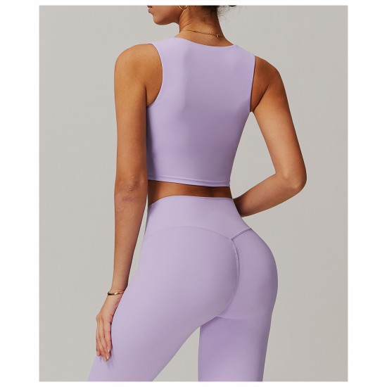 Custom Logo 2025 Gym Fitness Yoga Clothes Breathable Sports Tank Top Shorts Flared Pants Leggings Athletic Wear 4pcs Workout Set