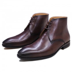 Drop Shipping  leather shoes cowhide business formal attire men's leather boots with laces Dress Shoes Midi Boot Height