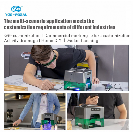 Yeelaser Mini DIY 5W Diode Laser Marking Machine for Wooden Keychains, Blank Leather Pendants, and Promotional Gift Engraving