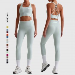 Sportswear Wholesale Fitness Clothes Gym Wear Tops Women Outfits Two Piece Set Clothing Yoga Clothing Nylon and Spandex