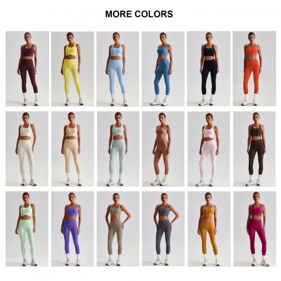 Sportswear Wholesale Fitness Clothes Gym Wear Tops Women Outfits Two Piece Set Clothing Yoga Clothing Nylon and Spandex