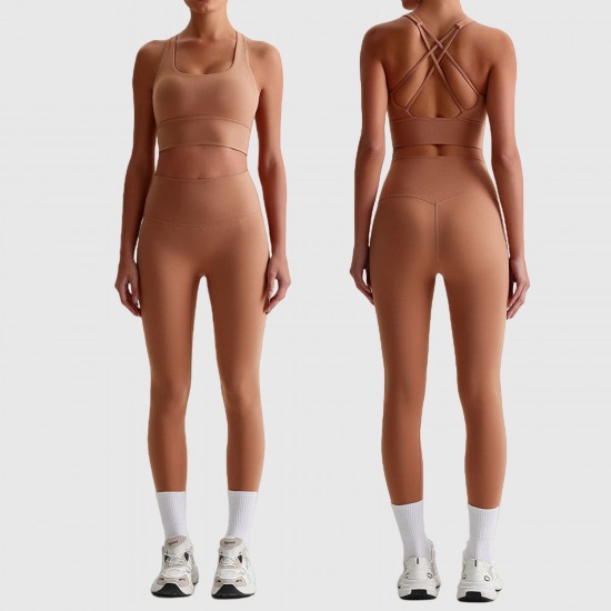 Sportswear Wholesale Fitness Clothes Gym Wear Tops Women Outfits Two Piece Set Clothing Yoga Clothing Nylon and Spandex