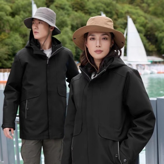 New Three-in-One Detachable Charge Clothes Overalls Custom Printed Logo Thickened Outdoor Tooling Coat