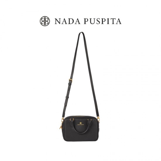 Nada Puspita Women's Autumn Fashion Open Closure Vegetable Tanned Leather Multi-Use Bag-Bowling Handbag Crossbody Briefcase