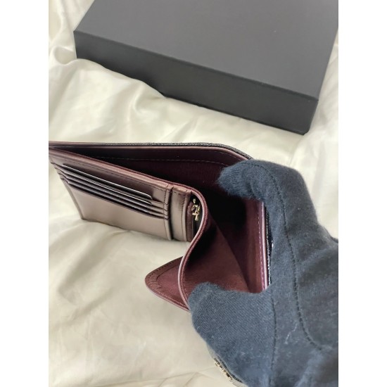 Women's Black Caviar Gold Buckle Passport Clip Diamond Check Card Wallet Fashionable Messenger Bags