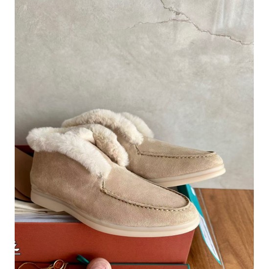 Winter Men Sandals Suede Loafers Style Women Shoes Genuine Suede Wool Sandals Women Half Shoes