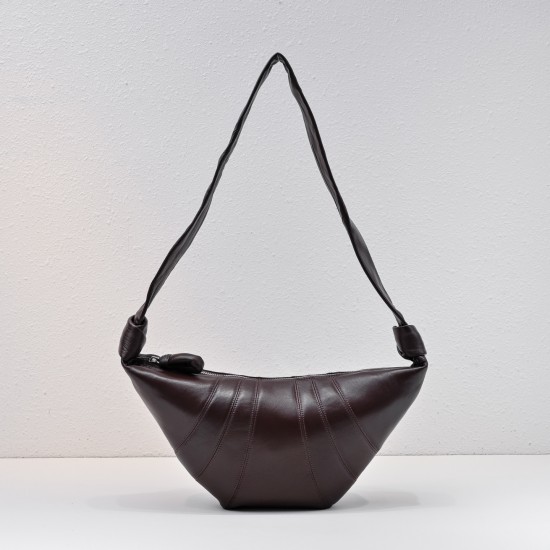 French Niche Top Grain Lambskin Croissant Bag Slouchy Horn-Shaped Genuine Leather Crossbody Dumpling Bag for Women Fashion Style