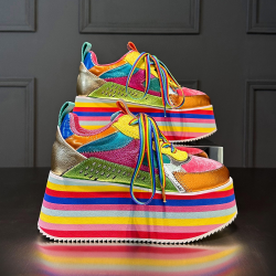 European Style Women's Thick-Soled Platform Casual Shoes for Spring Autumn New Genuine Leather Wedges Sandals Height-Increasing