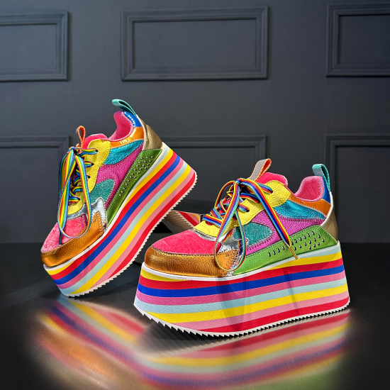 European Style Women's Thick-Soled Platform Casual Shoes for Spring Autumn New Genuine Leather Wedges Sandals Height-Increasing