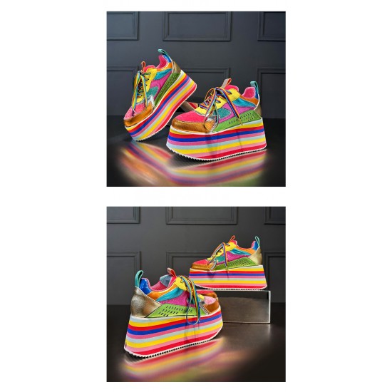 European Style Women's Thick-Soled Platform Casual Shoes for Spring Autumn New Genuine Leather Wedges Sandals Height-Increasing