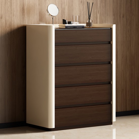 Modern 5-Drawer Wooden Chest Drawers Dresser Wide Storage Cabinet for Bedroom Bedside for Clothes Lingerie Hospital/Warehouse
