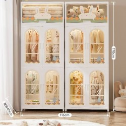 Cartoon Double-Door Foldable Wardrobe No-Installation Adult Storage Cabinet Hanging Clothes Organizer 2 Baby Clothes Organiser