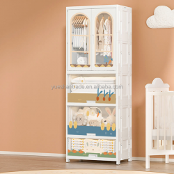 Cartoon Double-Door Foldable Wardrobe No-Installation Adult Storage Cabinet Hanging Clothes Organizer 2 Baby Clothes Organiser