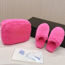 Designer Ladies Fur Shoe and Bag Set for Women