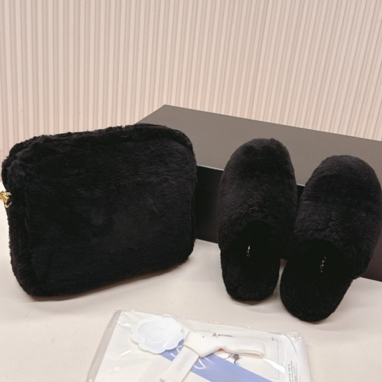 Designer Ladies Fur Shoe and Bag Set for Women