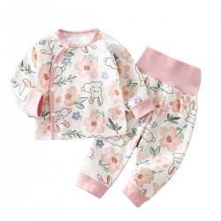 LS Cute Deer Printing Long Sleeve Bodysuit Newborn Infant Solid 100% Cotton Clothes Sets 2 Pcs Top+ Pant Baby Outfit