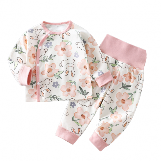 LS Cute Deer Printing Long Sleeve Bodysuit Newborn Infant Solid 100% Cotton Clothes Sets 2 Pcs Top+ Pant Baby Outfit