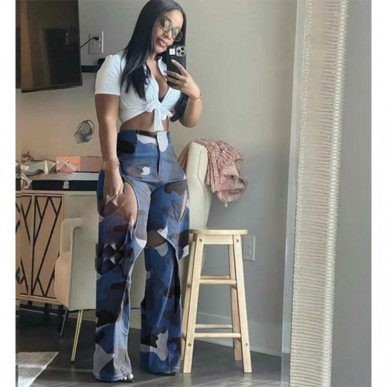 Customized New Trend High Quality Jeans Loose Wide Leg Washed Distressed Jeans for Men Boys Daily Wearing Clothes