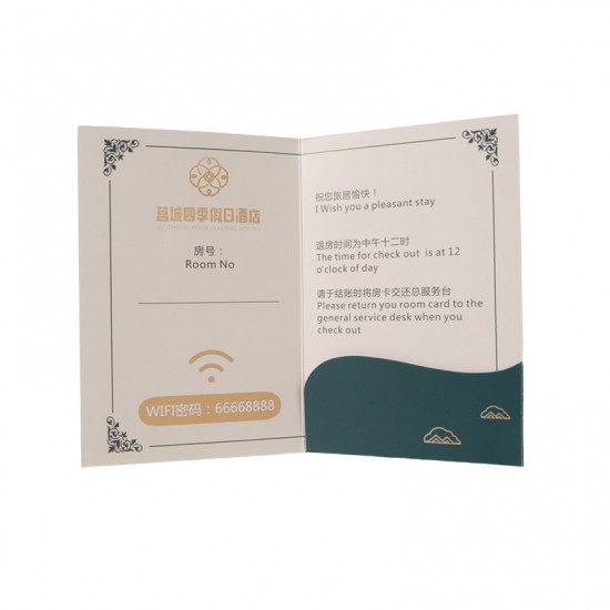 CustomResort Hotel Room Key Card Envelope Room Card Sleeve Key Card Holder for Printing Notes Phone Number