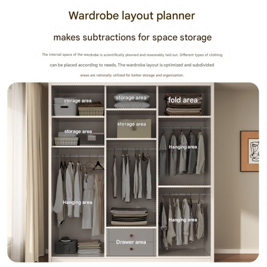 JYN Cupboard Wardrobe Made Wardrobe Bedroom Furniture Clothes Closet Set Bedroom Furniture with Sliding Doors