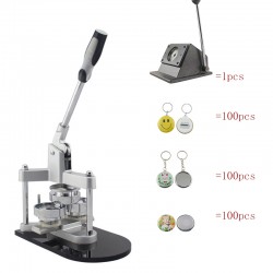 Sales Packaging 44mm Badge Machine +Cutter +Metal Pin Button +Keychain +Mirror Keychain