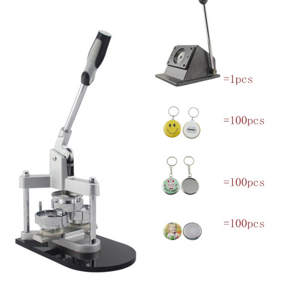 Sales Packaging 44mm Badge Machine +Cutter +Metal Pin Button +Keychain +Mirror Keychain