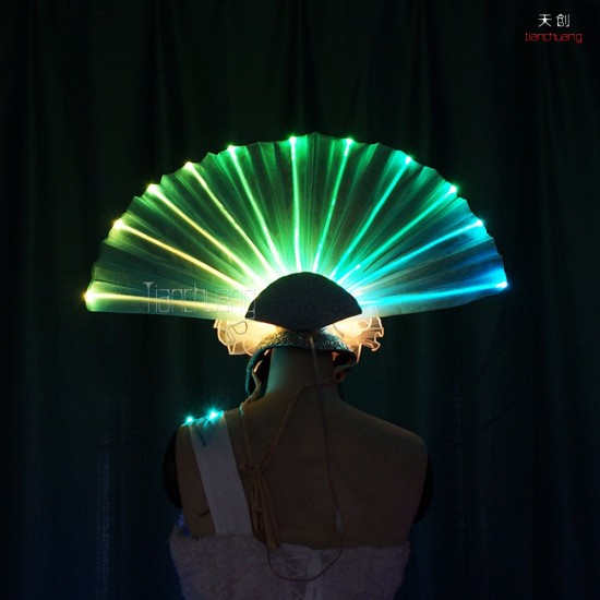 LED Fan Shape Head Wear for LED Dance Dress, LED Fan Head Wear for Show