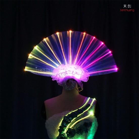 LED Fan Shape Head Wear for LED Dance Dress, LED Fan Head Wear for Show