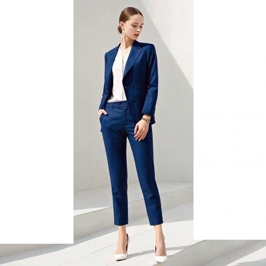 High-end Latest Design Women's Collar Slim Blouse Casual Pants Suit Office Suits Formal Clothes