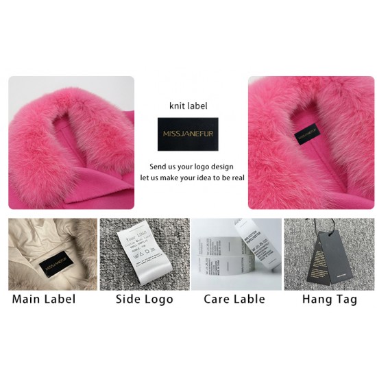 Janefur Winter Women Clothes Double Breasted Big Fur Collar Cashmere Wool Coat With Belt