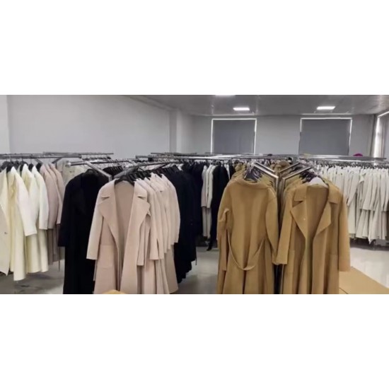 Janefur Winter Women Clothes Double Breasted Big Fur Collar Cashmere Wool Coat With Belt